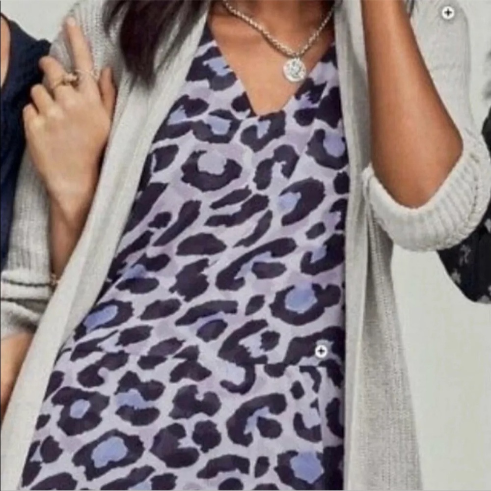 CABI #5536 Feline Animal Print Peplum Sleeveless Blouse Size XS
